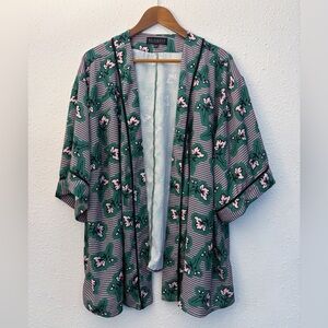 Eloquii Floral Print Kimono Size 22/24 Pink & Green